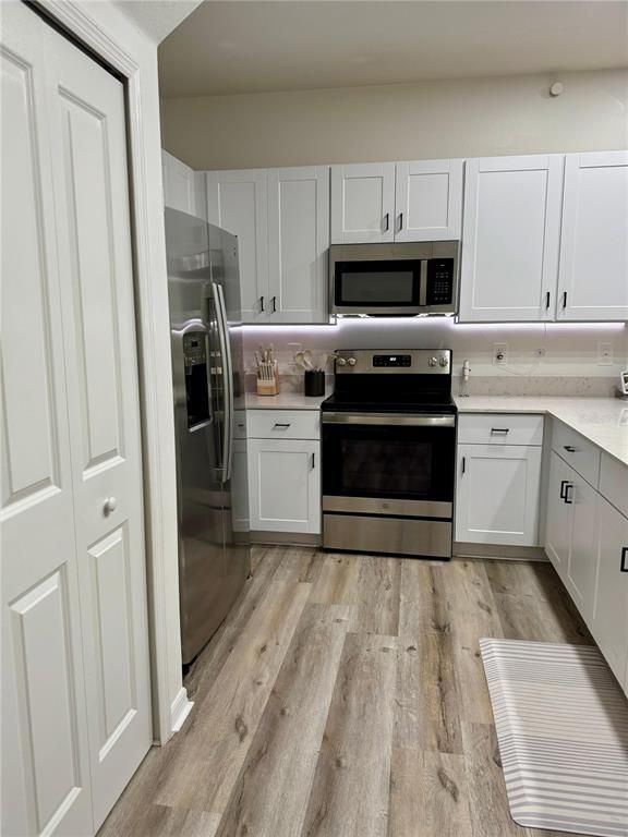 Interior, Kitchen, Stainless Steel Appliances, Wood Texture Flooring