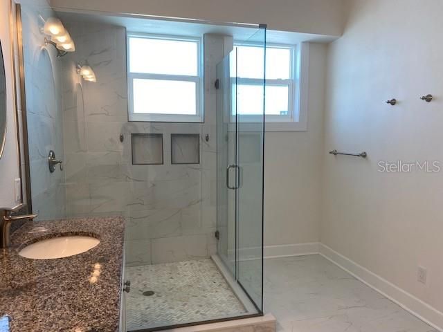 Bathroom, Glass Shower, Interior, Marble, Marble Walls