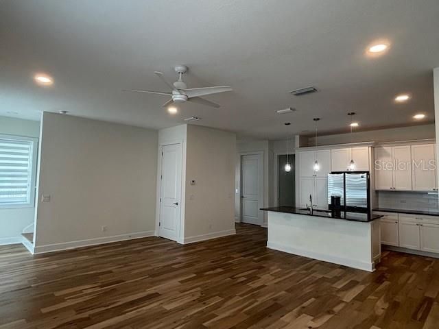 Interior, Kitchen, Pendant Lights, Recessed Lighting, Wood Texture Flooring