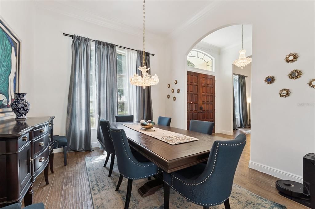 Chandelier, Dining room, Interior, Pendant Lights, Wood Texture Flooring