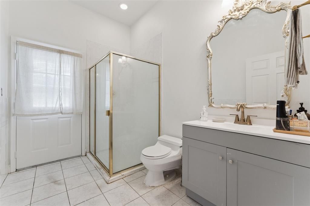 Bathroom, Glass Shower, Interior, Recessed Lighting