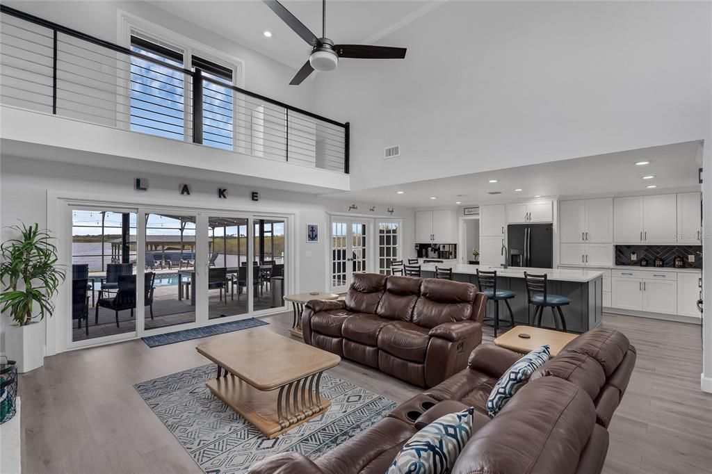 Interior, Kitchen, Living room, Recessed Lighting, Wood Texture Flooring