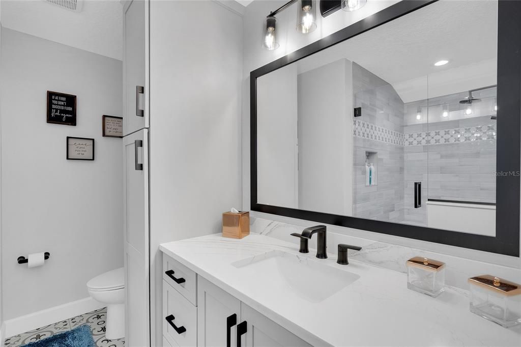 Bathroom, Glass Shower, Interior, Recessed Lighting