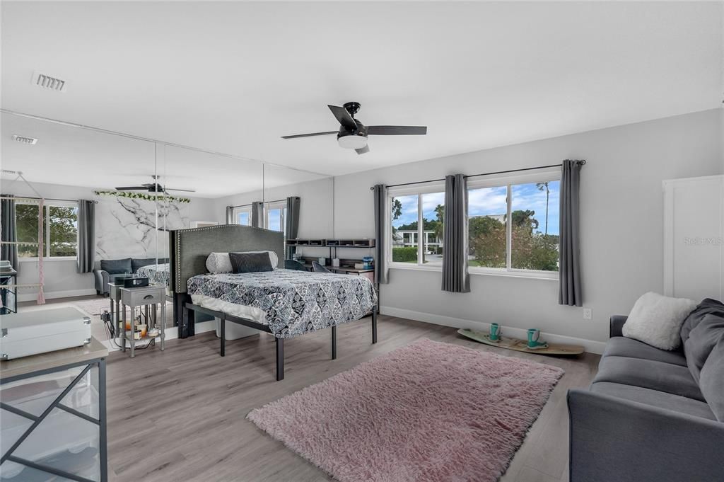 Bedroom, Interior, Marble Walls, Wood Texture Flooring