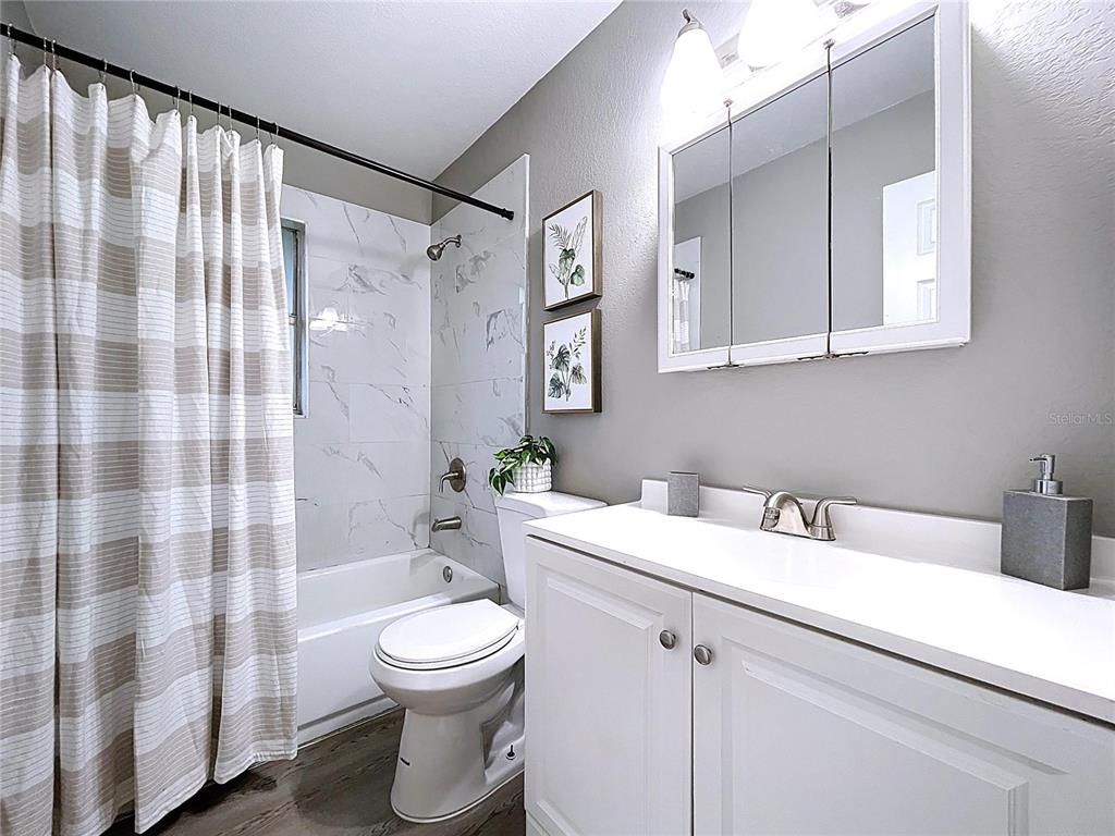 Bathroom, Interior, Marble Walls, Wood Texture Flooring