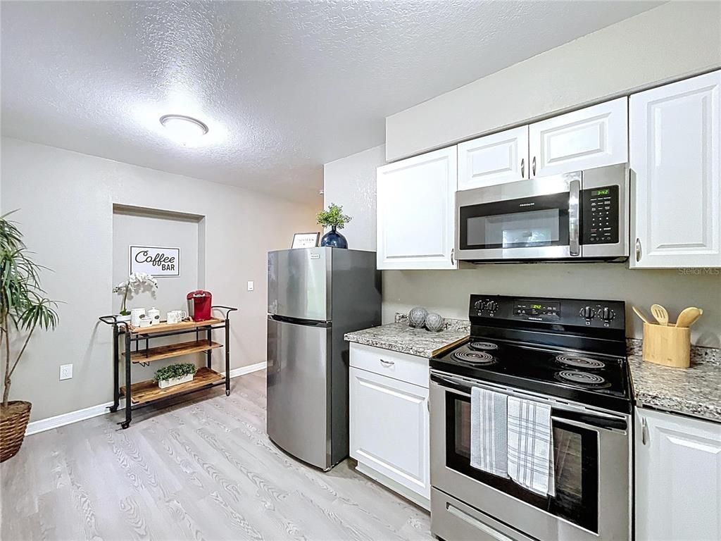 Interior, Kitchen, Stainless Steel Appliances, Wood Texture Flooring
