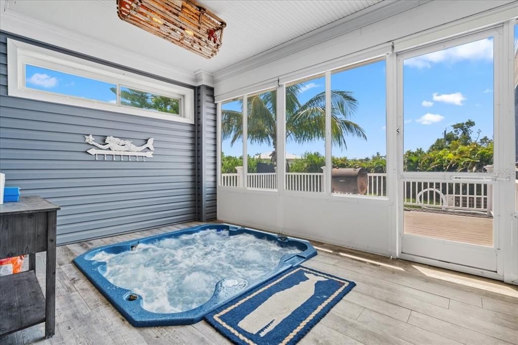 Hot Tub, Interior, Sun Room, Wood Texture Flooring