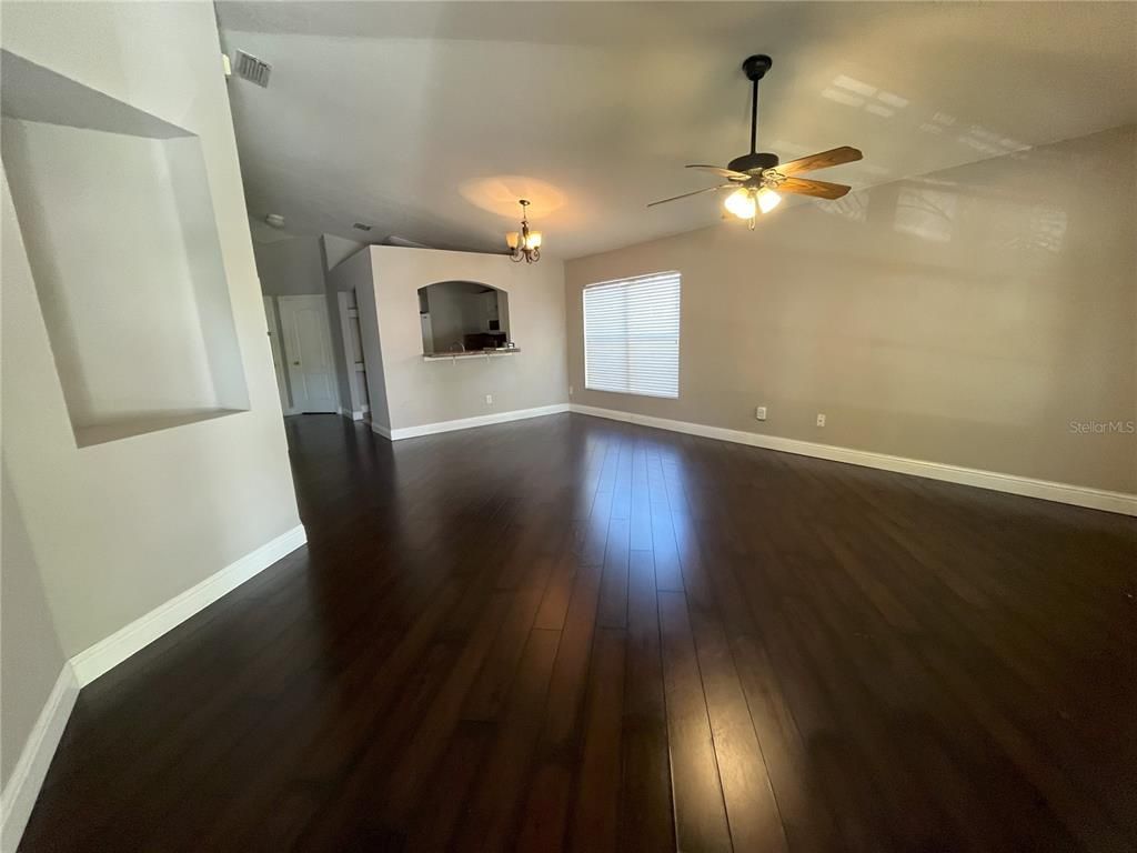 Chandelier, Empty room, Interior, Wood Texture Flooring