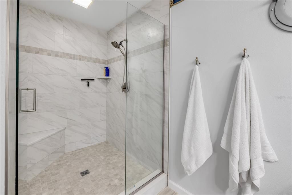 Bathroom, Glass Shower, Interior, Marble Walls