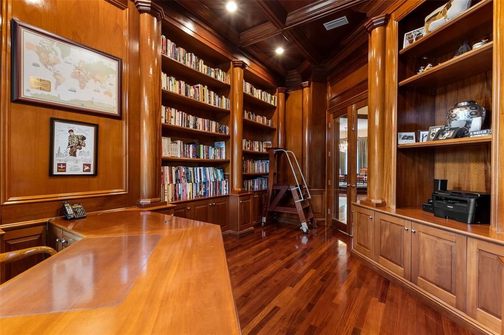 Home Office, Interior, Recessed Lighting, Wooden Beams, Wooden Ceilings, Wood Texture Flooring, Wooden Walls