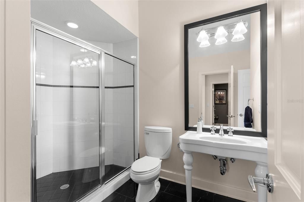 Bathroom, Glass Shower, Interior, Recessed Lighting