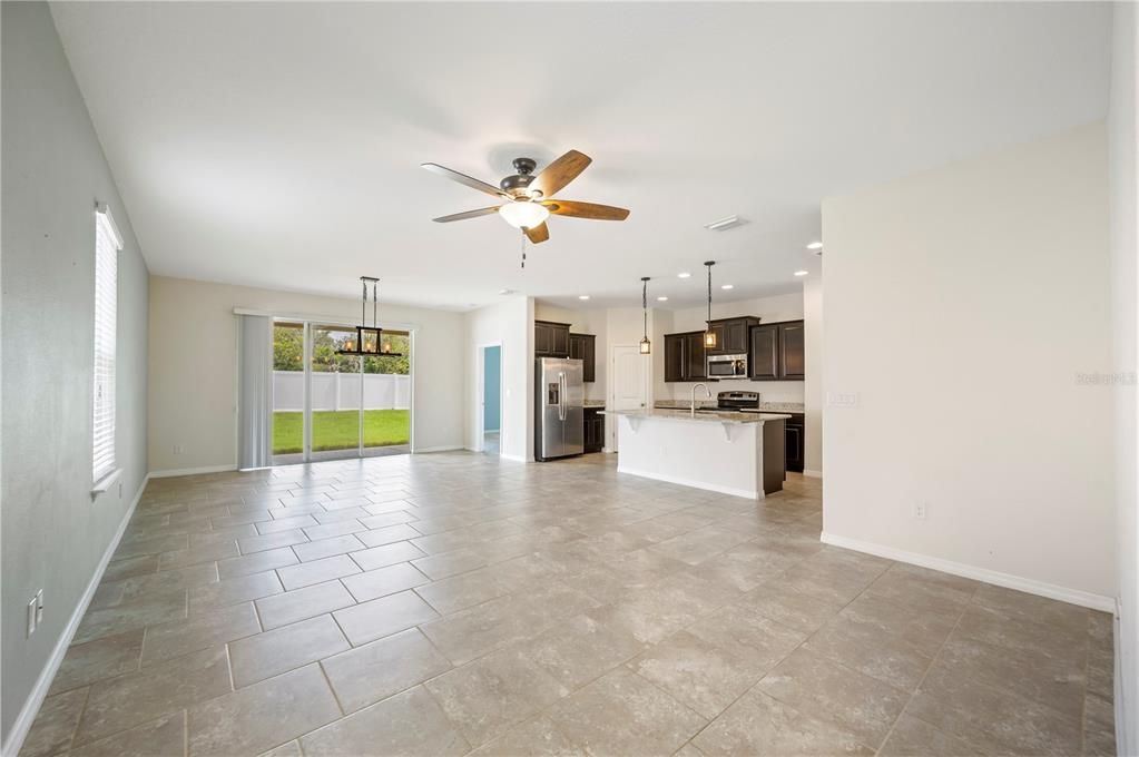 Empty room, Interior, Kitchen, Pendant Lights, Recessed Lighting, Stainless Steel Appliances