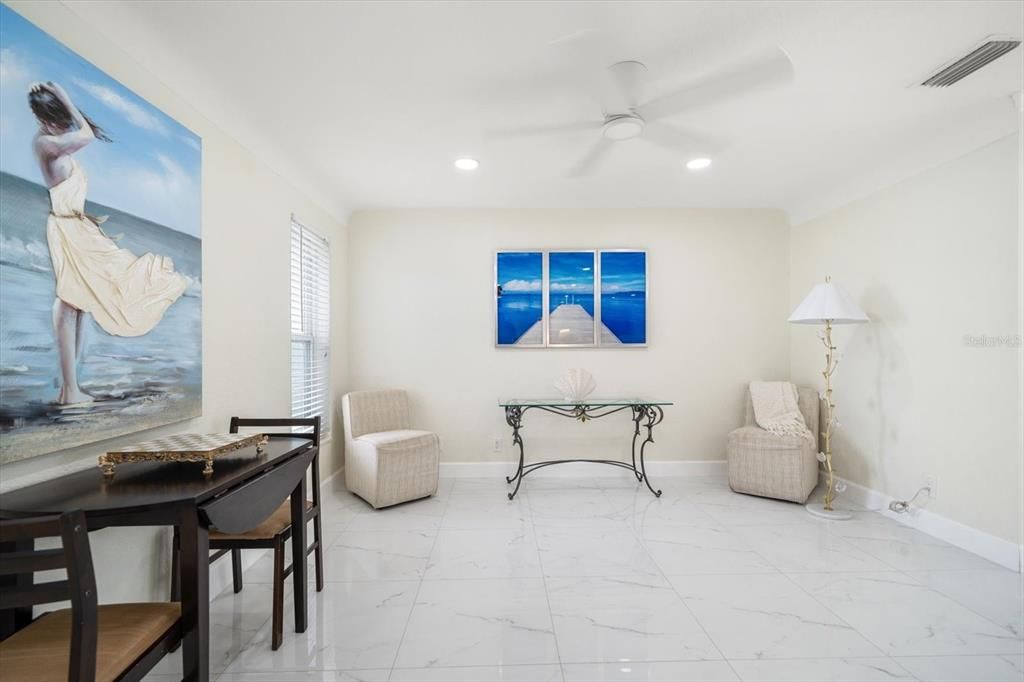 Dining room, Interior, Marble, Recessed Lighting