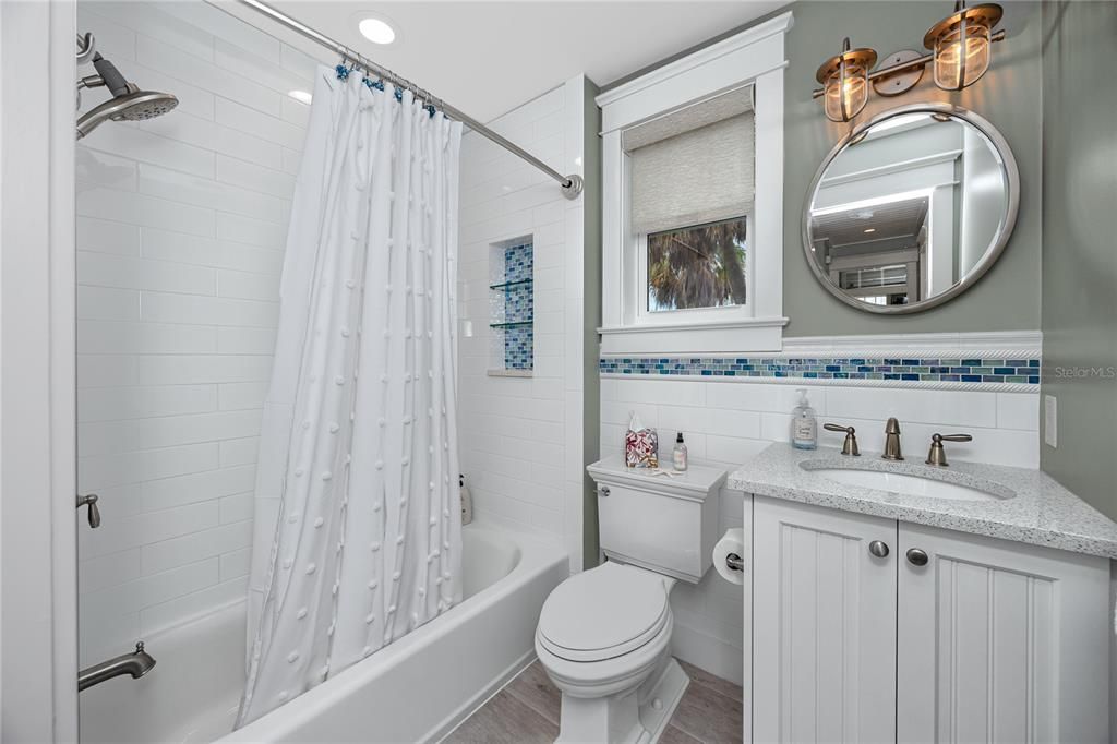 Bathroom, Interior, Recessed Lighting, Wood Texture Flooring