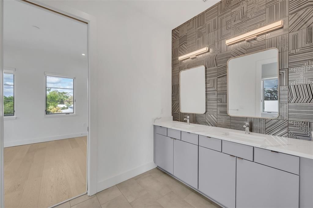 Bathroom, Dual Sink Vanities, Interior, Wood Texture Flooring