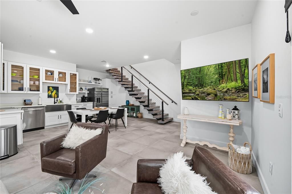 Dining room, Interior, Kitchen, Recessed Lighting, Stainless Steel Appliances