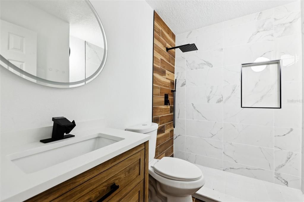 Bathroom, Interior, Marble Walls, Wooden Walls