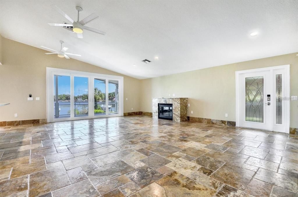 Empty room, Fireplace, Interior, Recessed Lighting