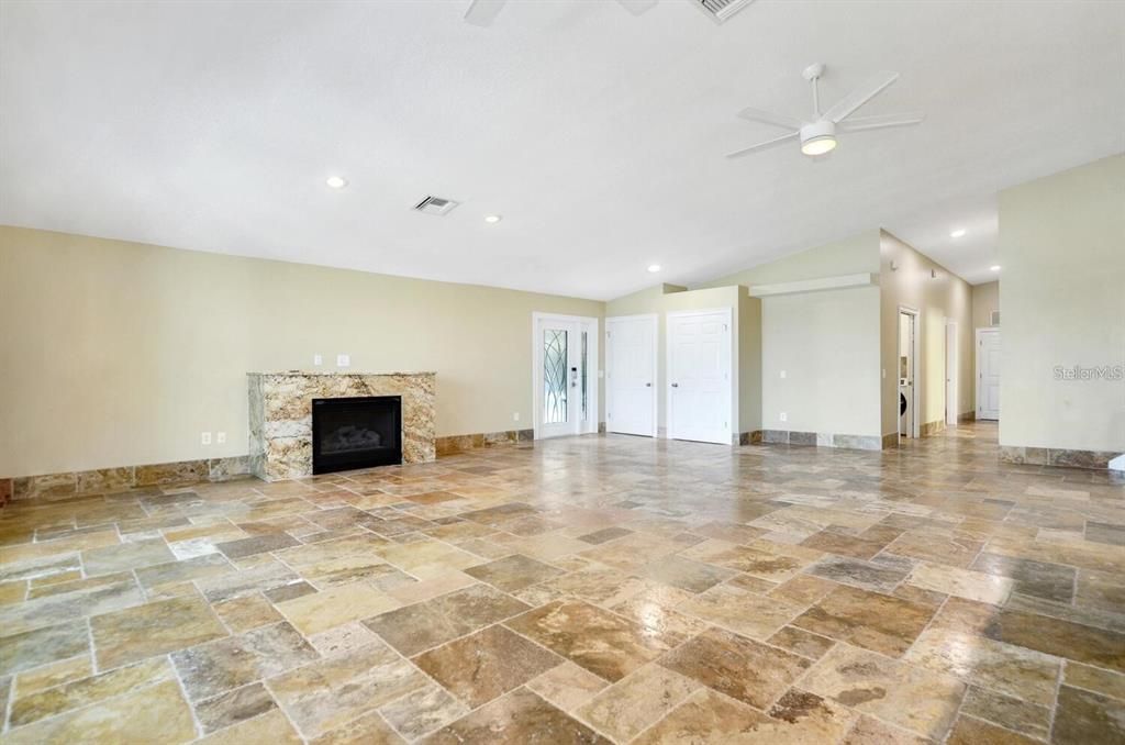 Empty room, Fireplace, Interior, Recessed Lighting