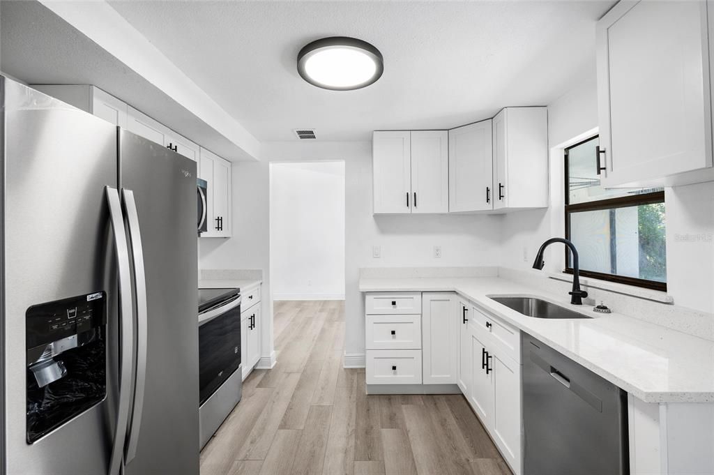 Interior, Kitchen, Stainless Steel Appliances, Wood Texture Flooring