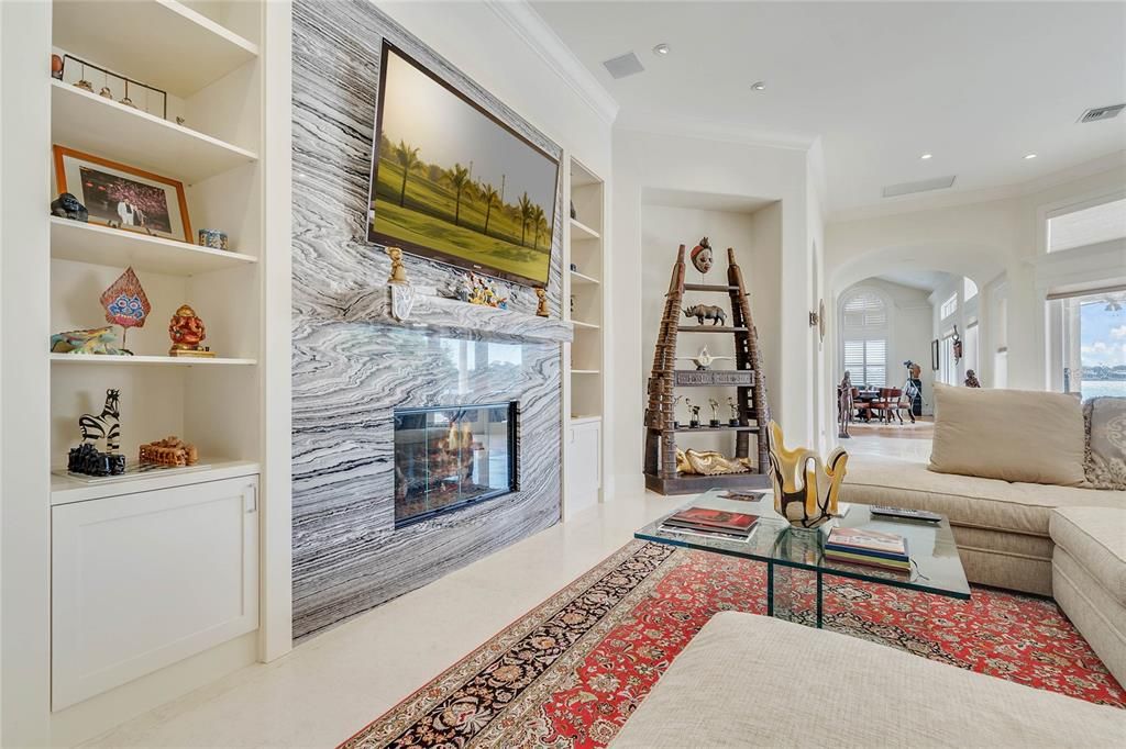 Fireplace, Interior, Living room, Recessed Lighting