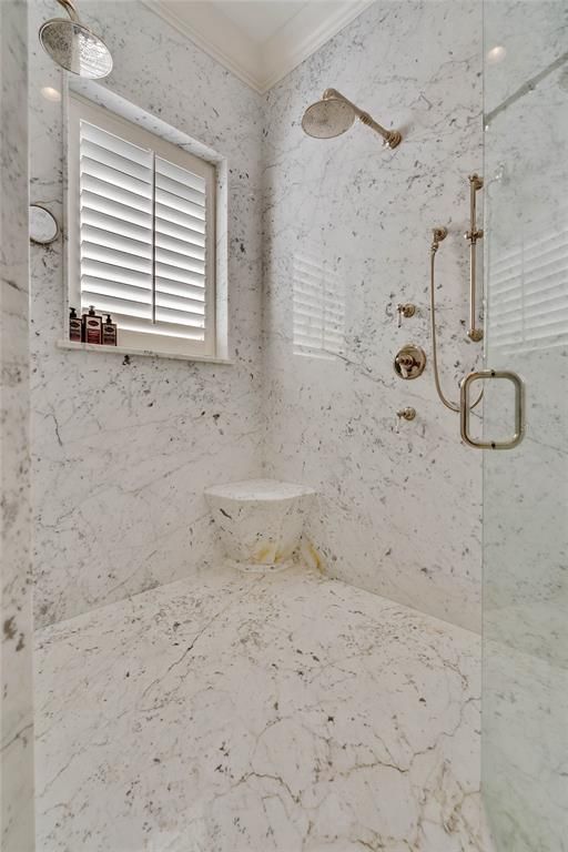 Bathroom, Glass Shower, Interior, Marble, Marble Walls