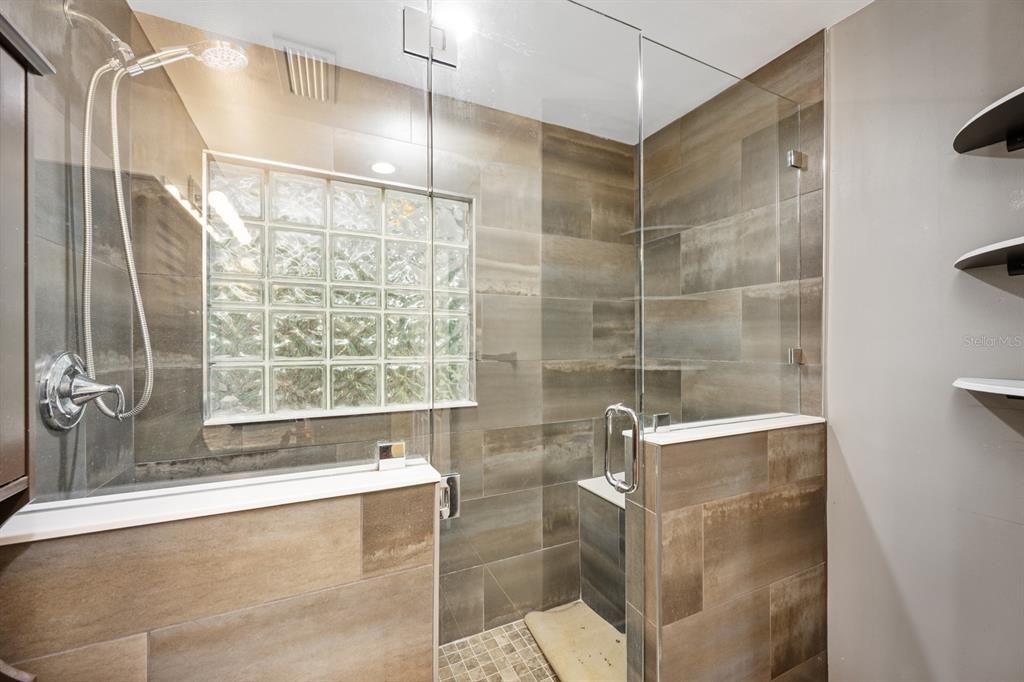 Bathroom, Glass Shower, Interior, Recessed Lighting