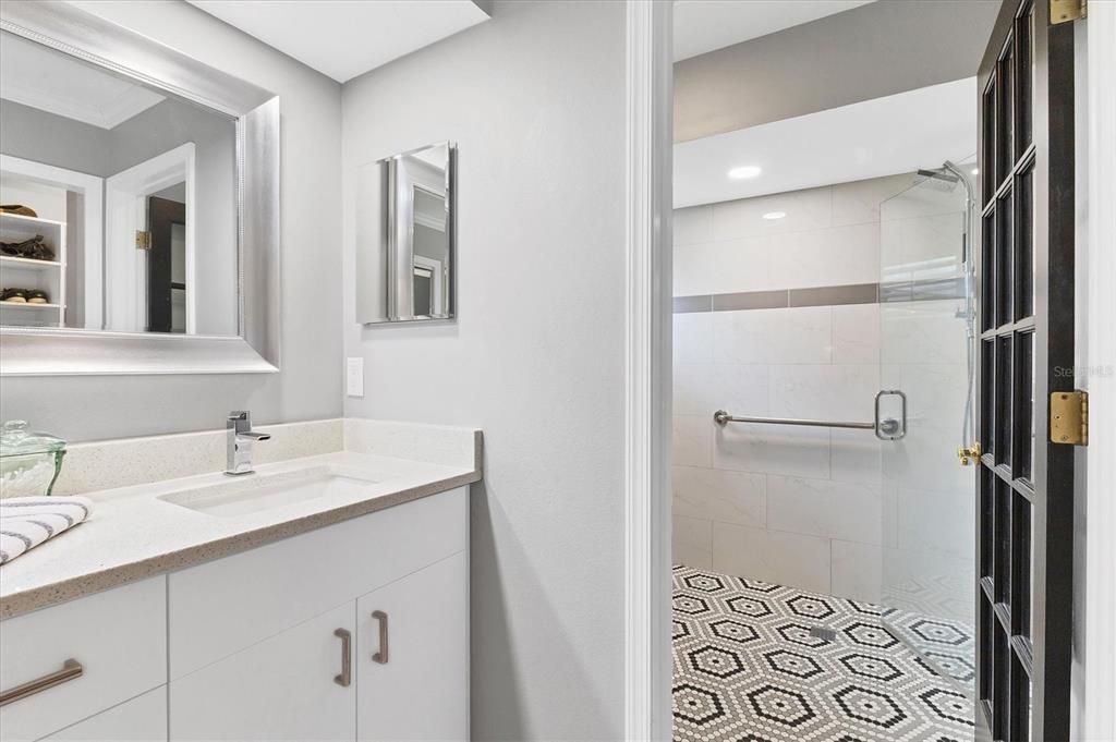 Bathroom, Glass Shower, Interior, Recessed Lighting