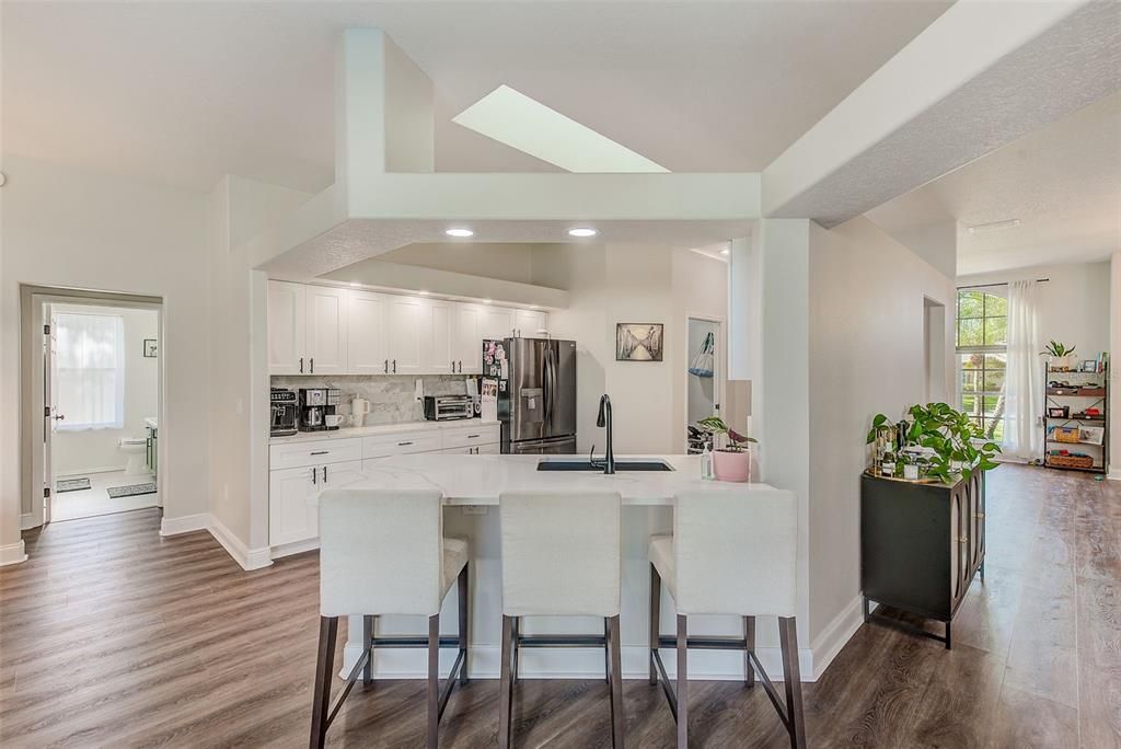 Interior, Kitchen, Recessed Lighting, Wood Texture Flooring