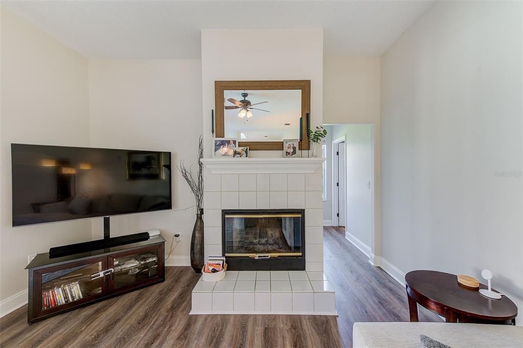 Fireplace, Interior, Wood Texture Flooring