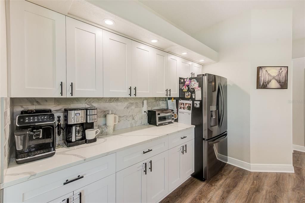 Interior, Kitchen, Recessed Lighting, Wood Texture Flooring