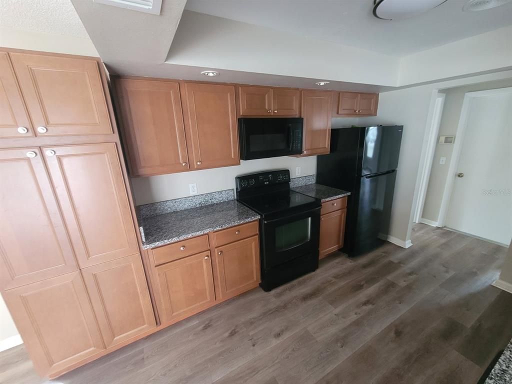 Interior, Kitchen, Recessed Lighting, Wood Texture Flooring