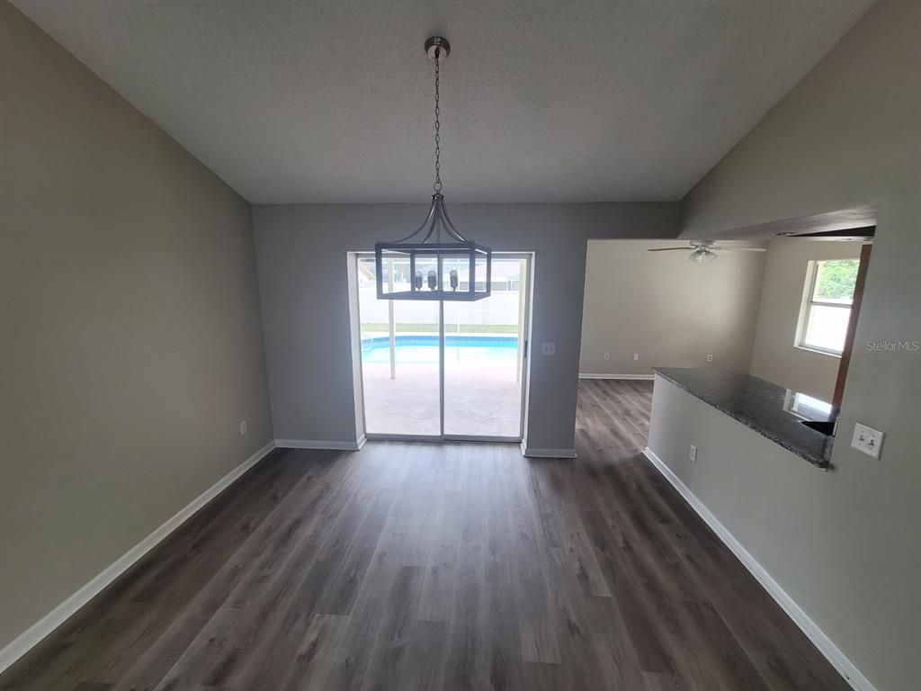 Empty room, Interior, Pendant Lights, Wood Texture Flooring