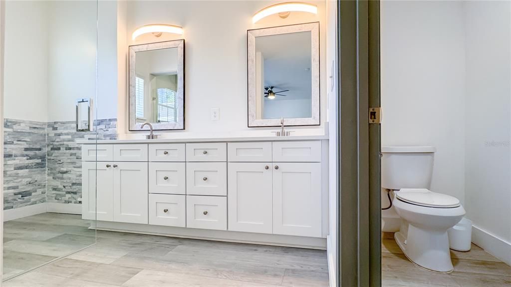 Bathroom, Dual Sink Vanities, Interior, Wood Texture Flooring