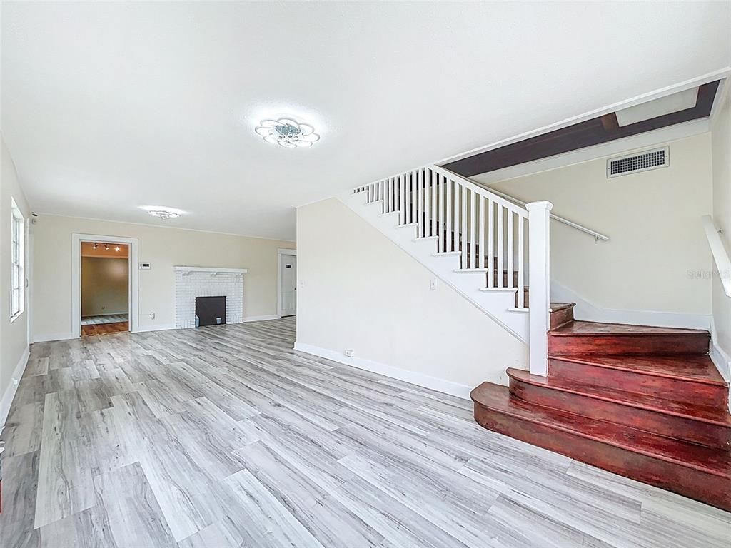 Empty room, Fireplace, Interior, Wood Texture Flooring