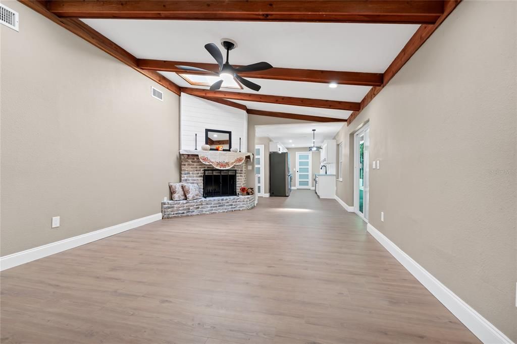 Fireplace, Interior, Wooden Beams, Wood Texture Flooring