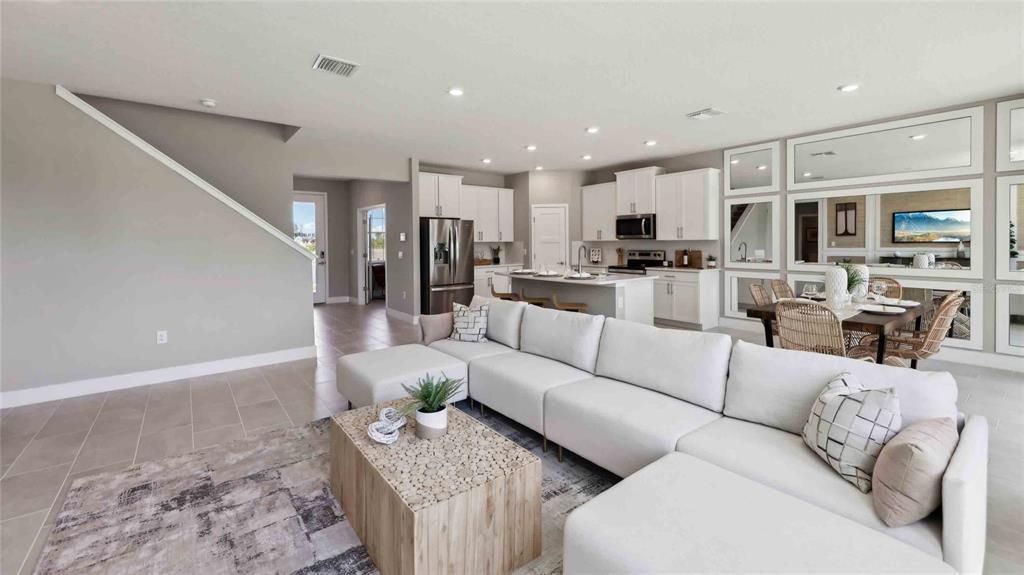 Dining room, Interior, Kitchen, Living room, Recessed Lighting, Stainless Steel Appliances
