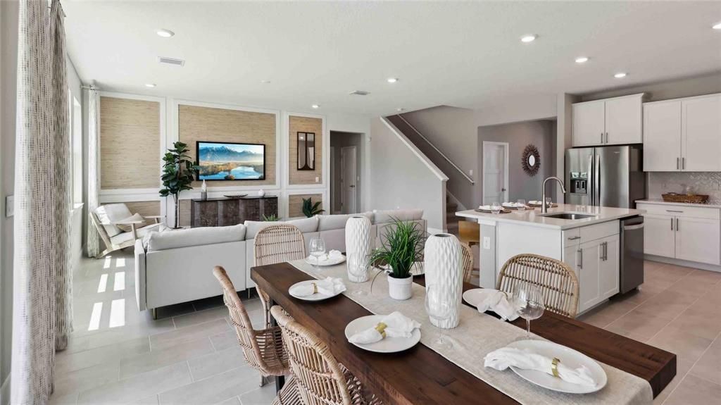 Dining room, Interior, Kitchen, Living room, Recessed Lighting, Stainless Steel Appliances