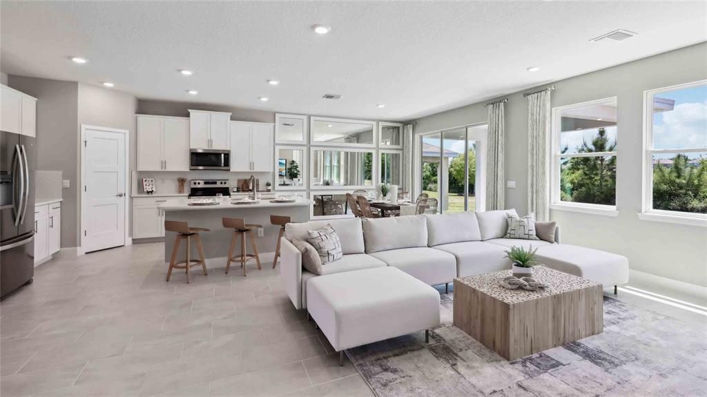 Dining room, Interior, Kitchen, Living room, Recessed Lighting, Stainless Steel Appliances