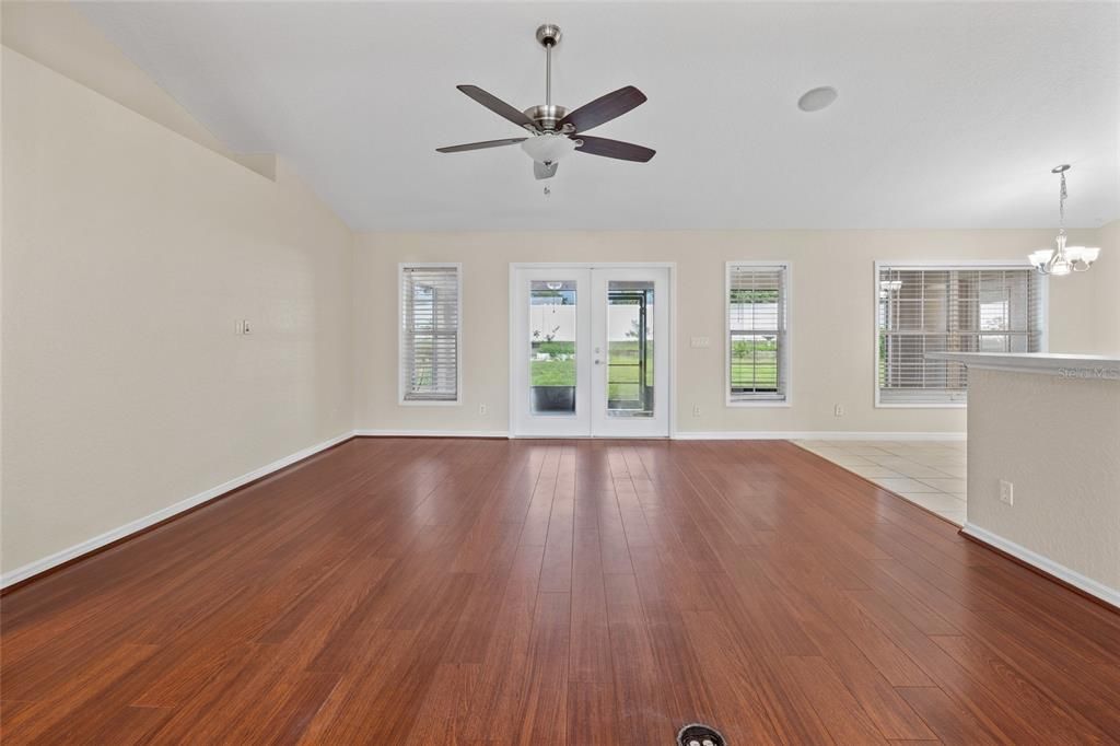 Chandelier, Empty room, Interior, Wood Texture Flooring