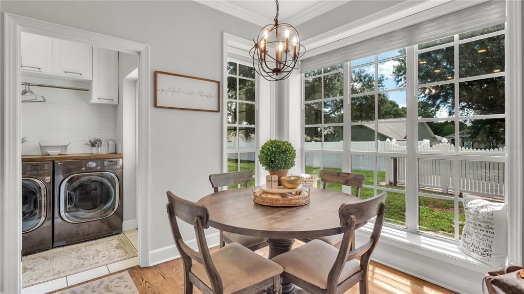Dining room, Interior, Pendant Lights, Washer, Wood Texture Flooring