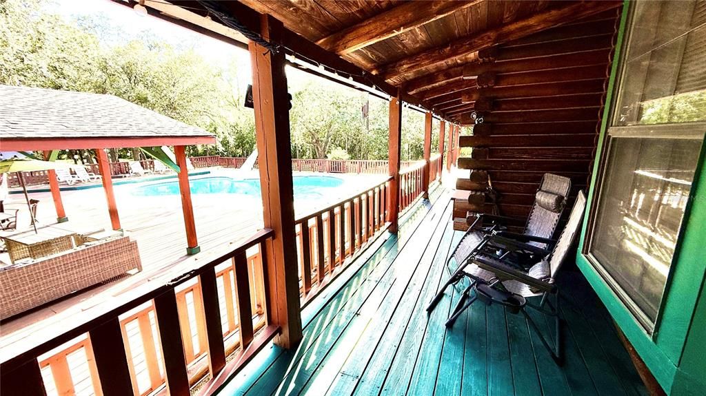 Exterior, Pool, Wooden Beams, Wood Texture Flooring