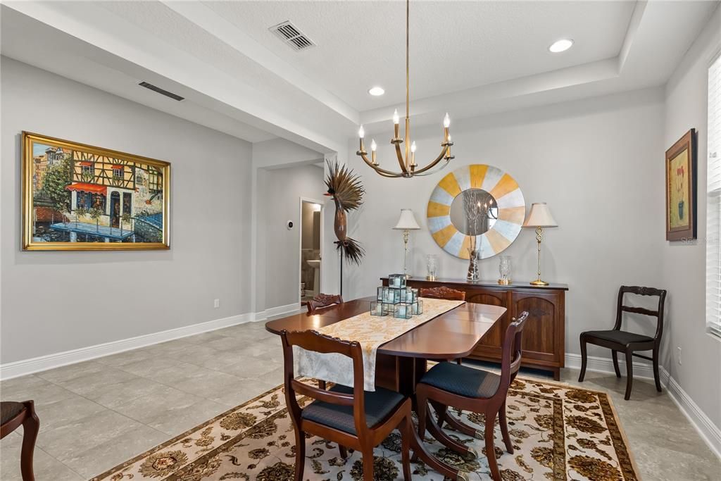 Chandelier, Dining room, Interior, Recessed Lighting