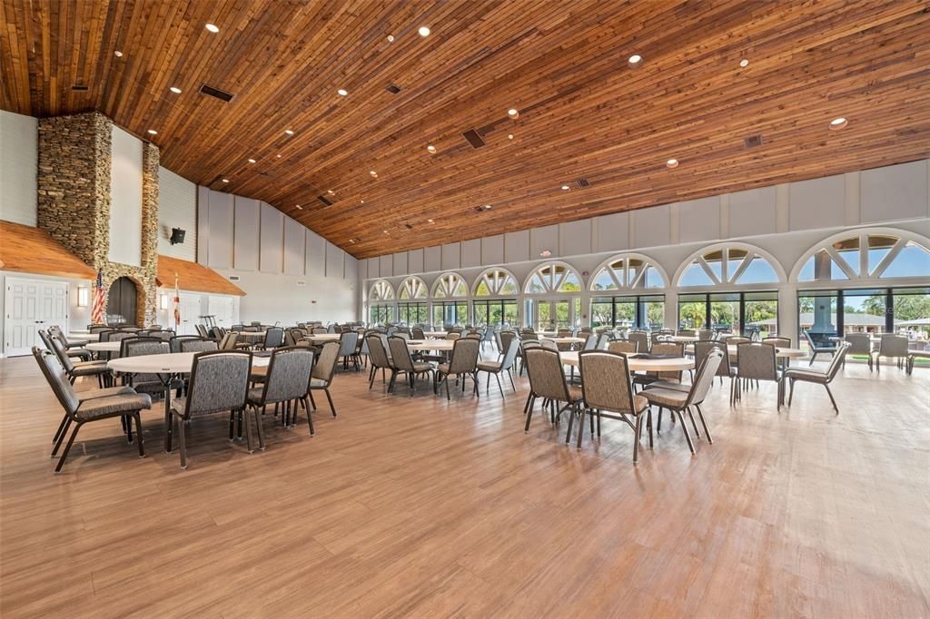 Dining room, Interior, Pendant Lights, Recessed Lighting, Wooden Ceilings, Wood Texture Flooring