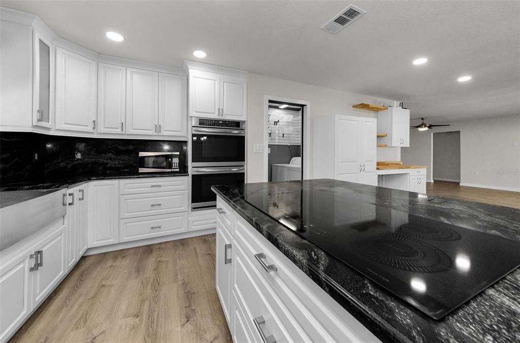 Interior, Kitchen, Recessed Lighting, Wood Texture Flooring