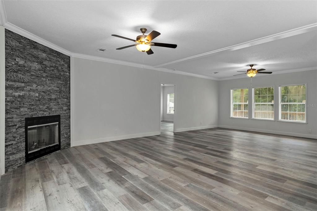 Empty room, Fireplace, Interior, Wood Texture Flooring