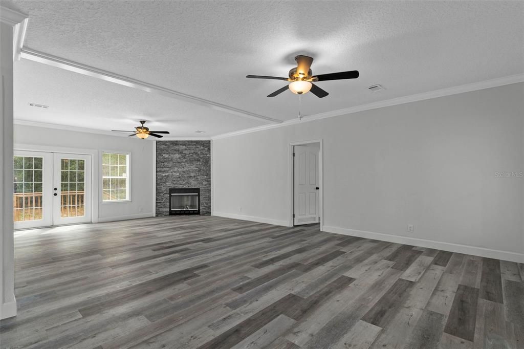 Empty room, Fireplace, Interior, Wood Texture Flooring