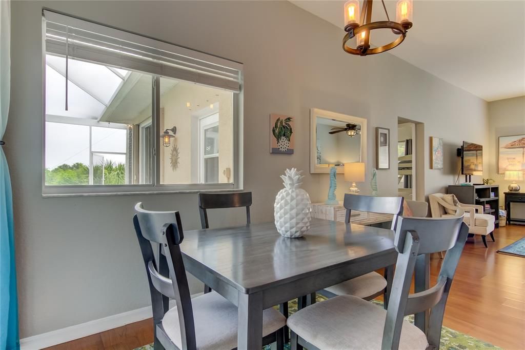 Dining room, Interior, Living room, Pendant Lights, Wood Texture Flooring
