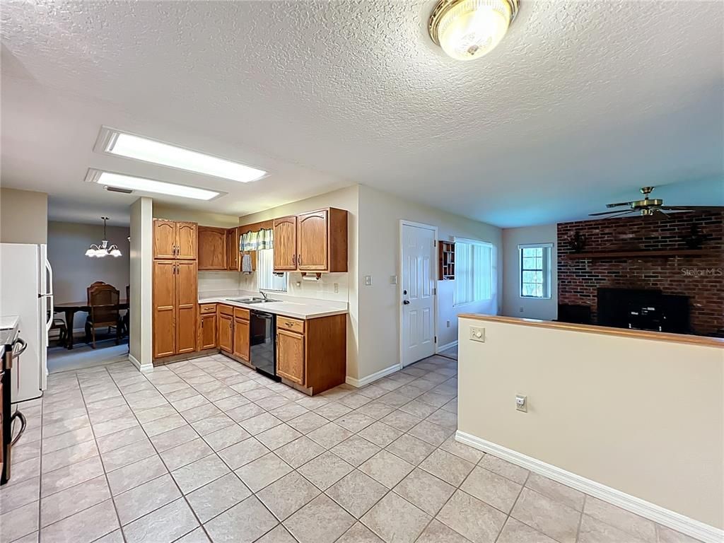 Dining room, Fireplace, Interior, Kitchen, Stone Walls