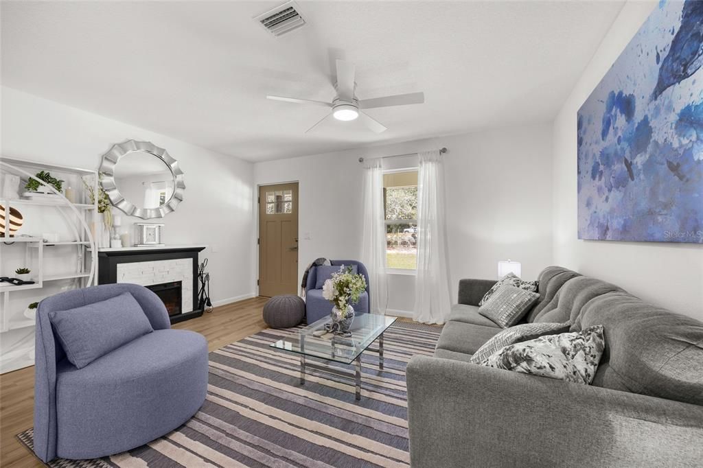 Fireplace, Interior, Living room, Wood Texture Flooring